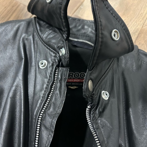 Vintage leather jacket biker jacket size Large heavy duty - Picture 6 of 13
